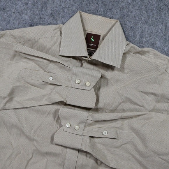 Tailorbyrd Other - Tailorbyrd Button Up Shirt Mens L Tan Excellent Gingham Long Sleeve 100% Cotton